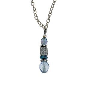Blue Crystal Pearl Infinity Bead Lariat Necklace | Sterling Silver 925 | 16"-18"